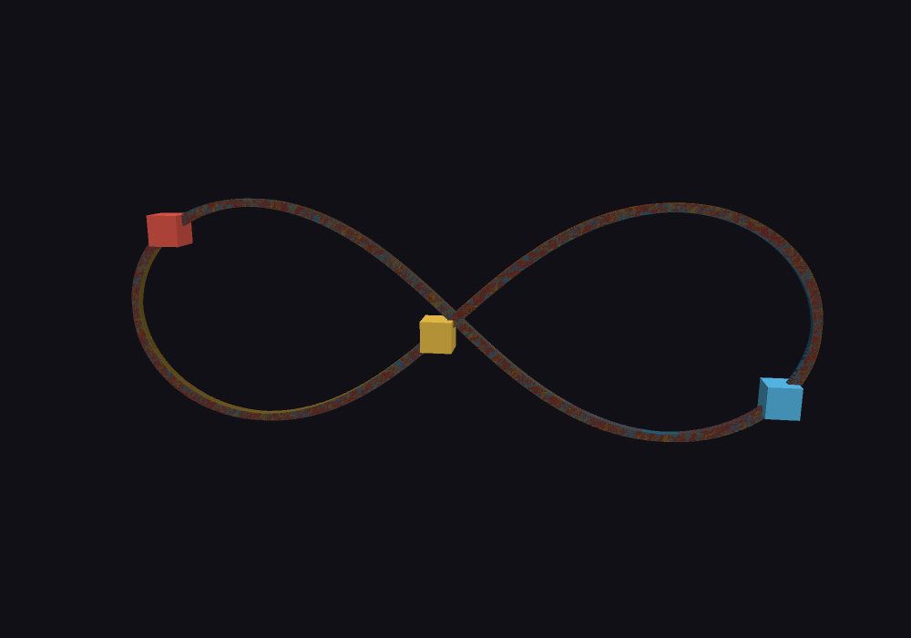 Three-body figure-eight orbit rendered from the runtime